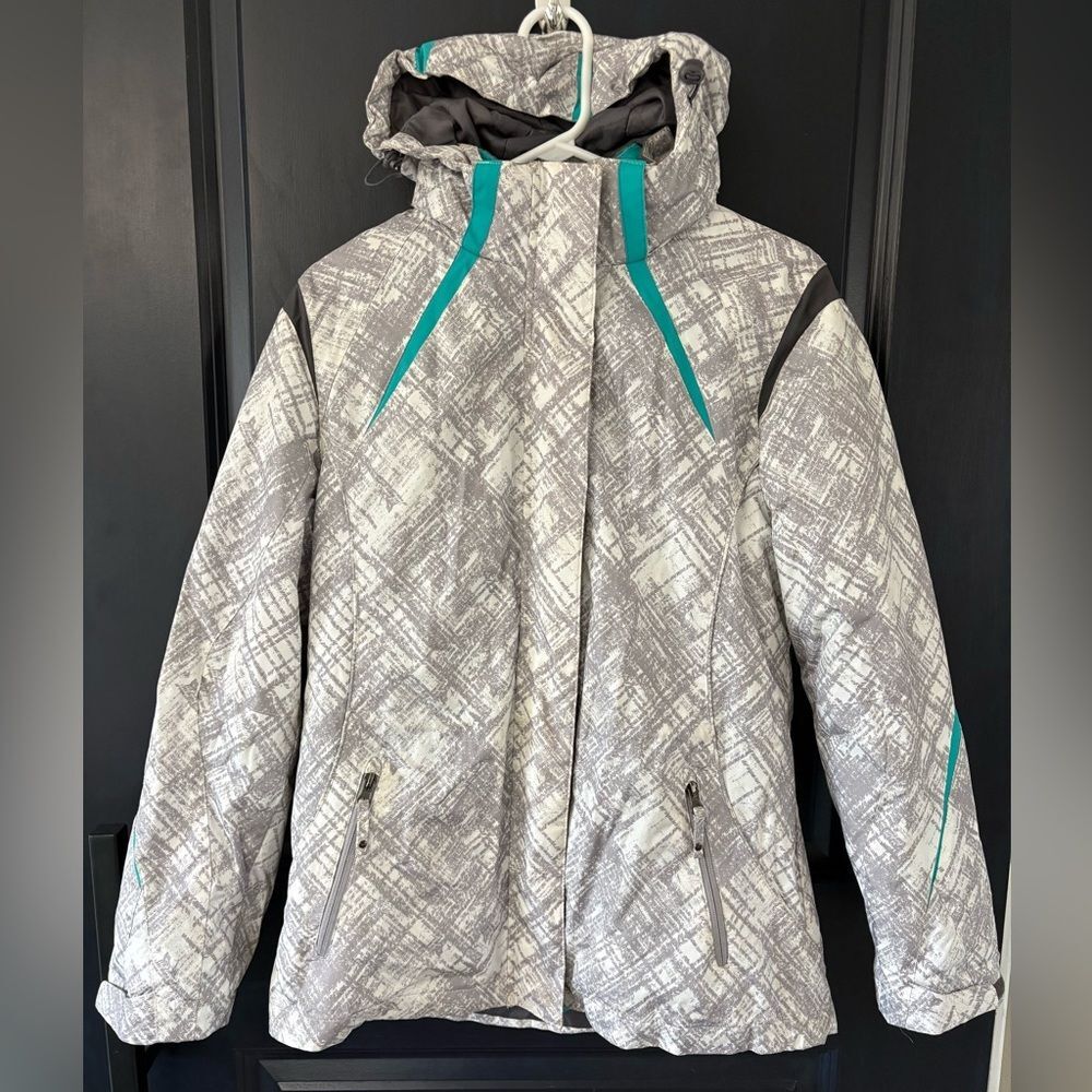 Below Zero by Rothschild Ski Jacket with Removable Inner Jacket.White Gray Teal.